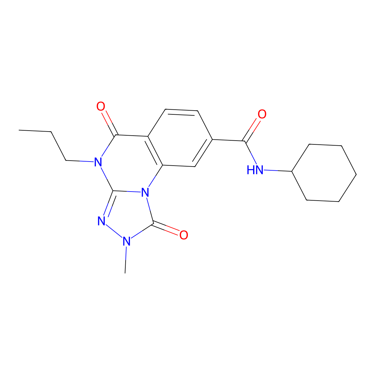 N-cyclohexyl-2-methyl-1,5-dioxo-4-propyl-1H,2H,4H,5H-[1,2,4]triazolo[4,3-a]quinazoline-8-carboxamide molecular structure, CAS 1105219-70-2