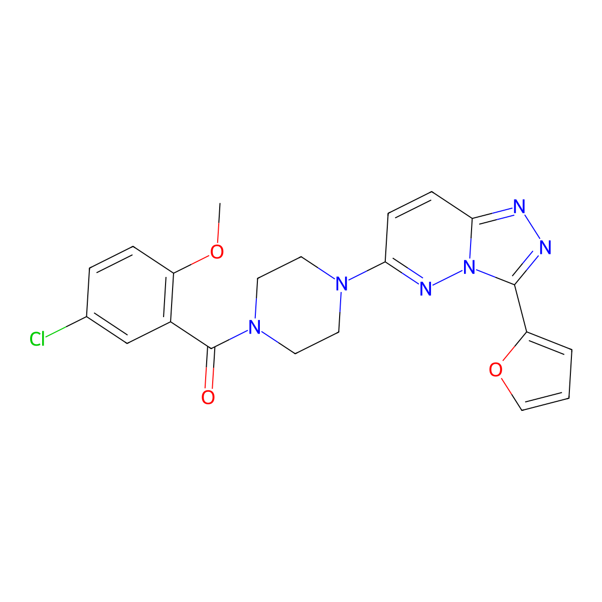 (5-Chloro-2-methoxyphenyl)(4-(3-(furan-2-yl)-[1,2,4]triazolo[4,3-b]pyridazin-6-yl)piperazin-1-yl)methanone molecular structure, CAS 1105219-73-5