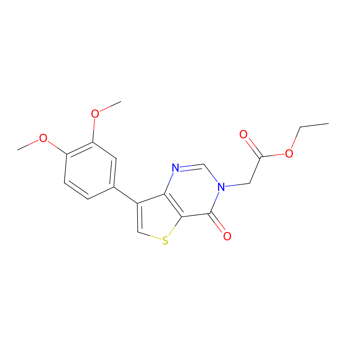 ethyl 2-[7-(3,4-dimethoxyphenyl)-4-oxo-3H,4H-thieno[3,2-d]pyrimidin-3-yl]acetate molecular structure, CAS 1105219-76-8