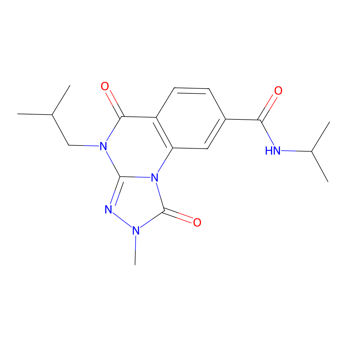 4-isobutyl-N-isopropyl-2-methyl-1,5-dioxo-1,2,4,5-tetrahydro[1,2,4]triazolo[4,3-a]quinazoline-8-carboxamide molecular structure, CAS 1105219-77-9