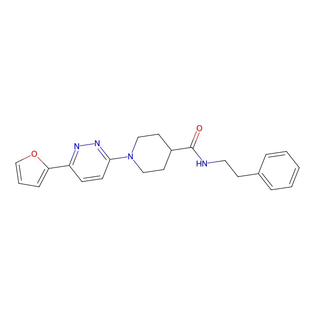 1-(6-(furan-2-yl)pyridazin-3-yl)-N-phenethylpiperidine-4-carboxamide molecular structure, CAS 1105220-03-8
