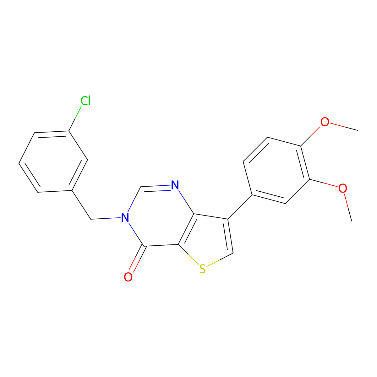 3-(3-chlorobenzyl)-7-(3,4-dimethoxyphenyl)thieno[3,2-d]pyrimidin-4(3H)-one molecular structure, CAS 1105220-04-9