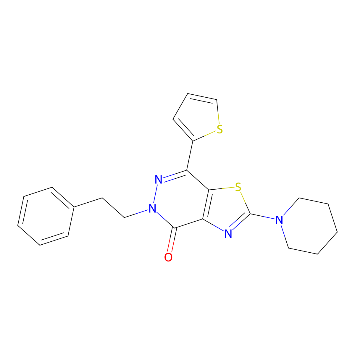 5-phenethyl-2-(piperidin-1-yl)-7-(thiophen-2-yl)thiazolo[4,5-d]pyridazin-4(5H)-one molecular structure, CAS 1105220-07-2