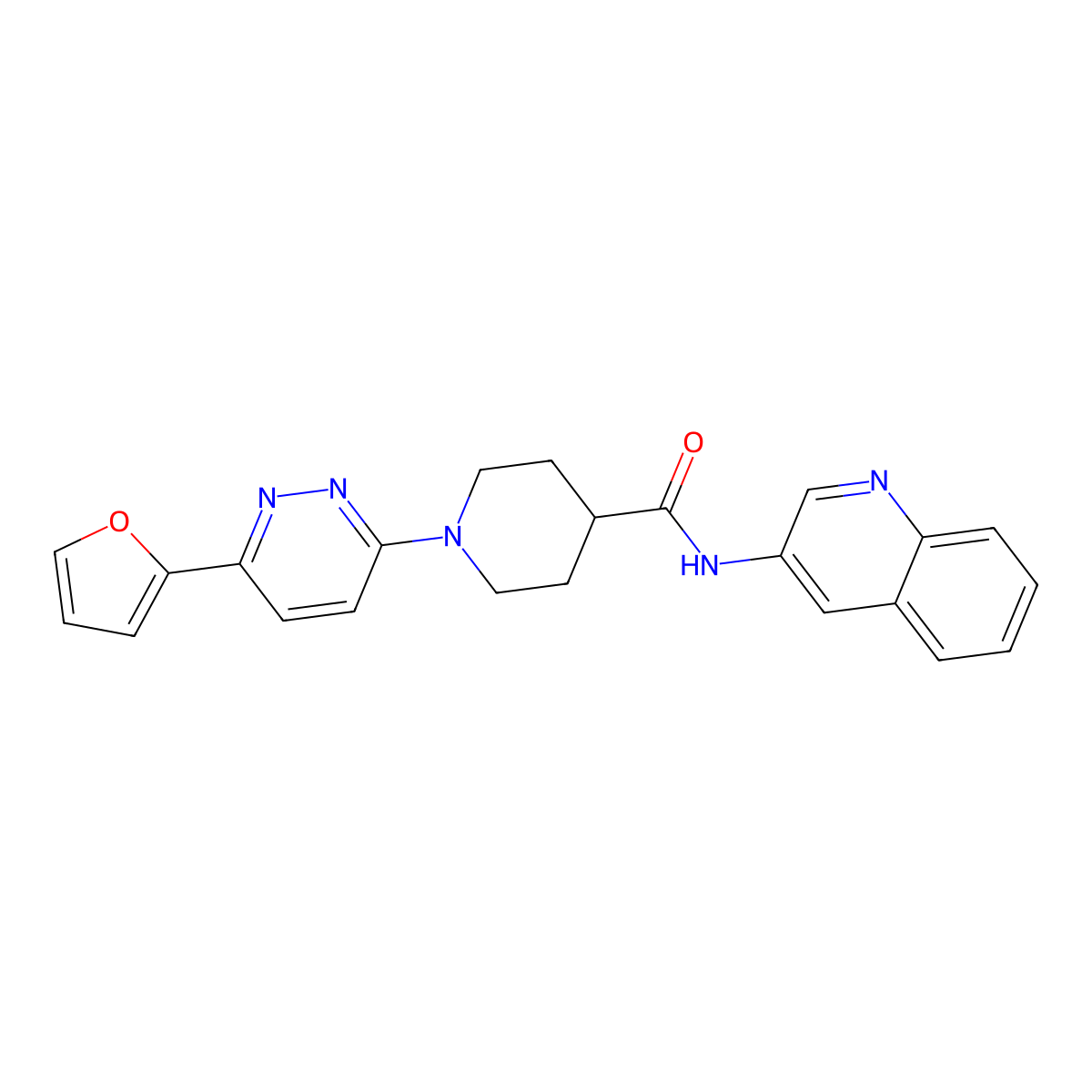 1-(6-(furan-2-yl)pyridazin-3-yl)-N-(quinolin-3-yl)piperidine-4-carboxamide molecular structure, CAS 1105220-10-7