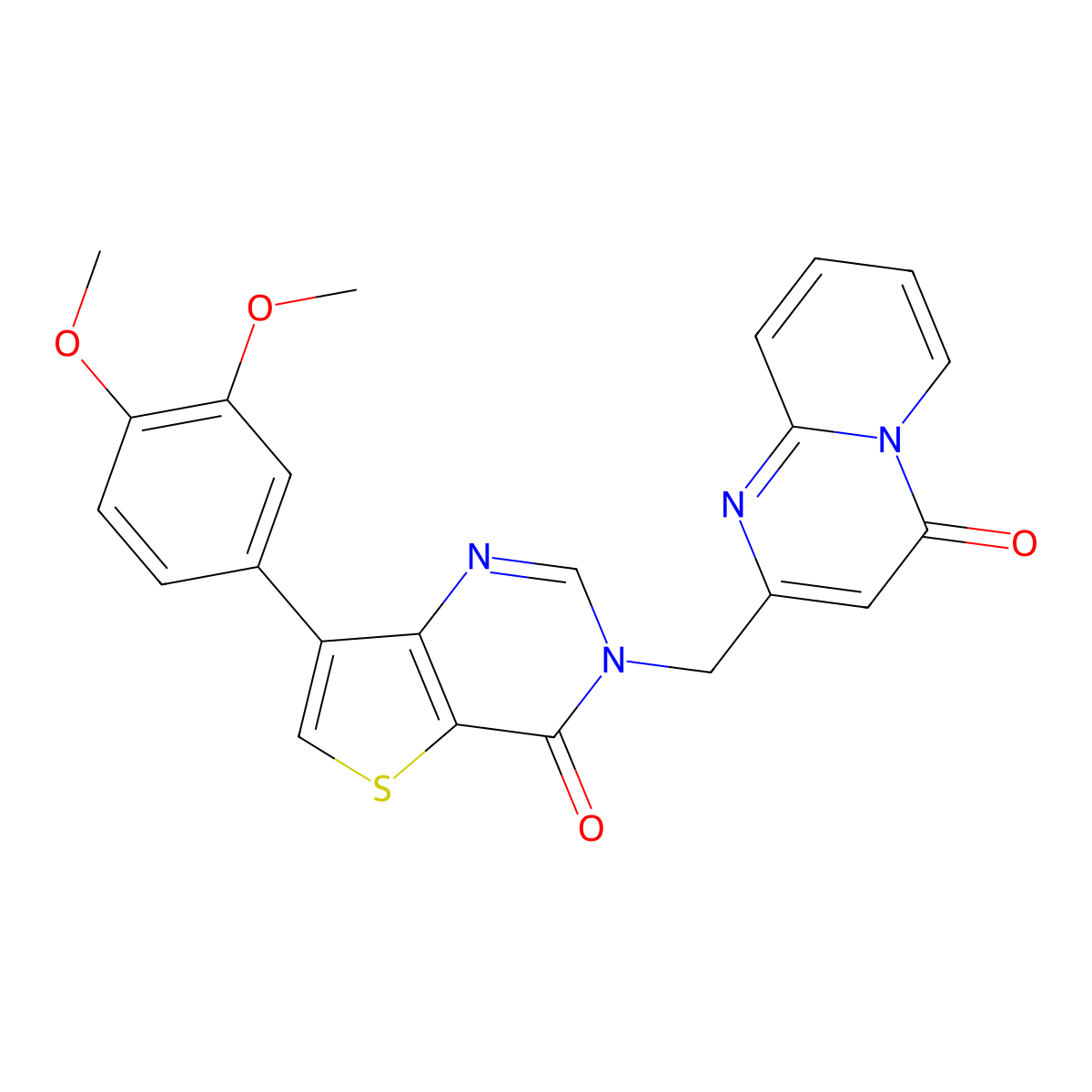 2-{[7-(3,4-dimethoxyphenyl)-4-oxothieno[3,2-d]pyrimidin-3(4H)-yl]methyl}-4H-pyrido[1,2-a]pyrimidin-4-one molecular structure, CAS 1105220-11-8