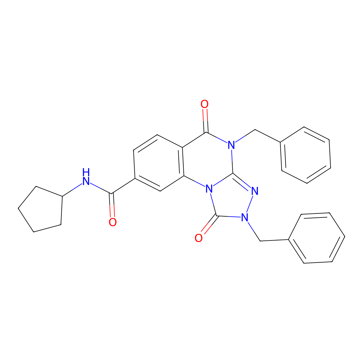 2,4-dibenzyl-N-cyclopentyl-1,5-dioxo-1H,2H,4H,5H-[1,2,4]triazolo[4,3-a]quinazoline-8-carboxamide molecular structure, CAS 1105220-19-6