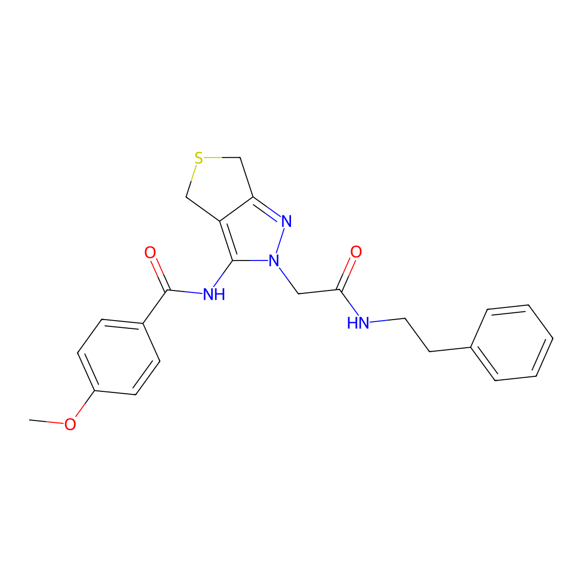 4-methoxy-N-(2-(2-oxo-2-(phenethylamino)ethyl)-4,6-dihydro-2H-thieno[3,4-c]pyrazol-3-yl)benzamide molecular structure, CAS 1105220-20-9