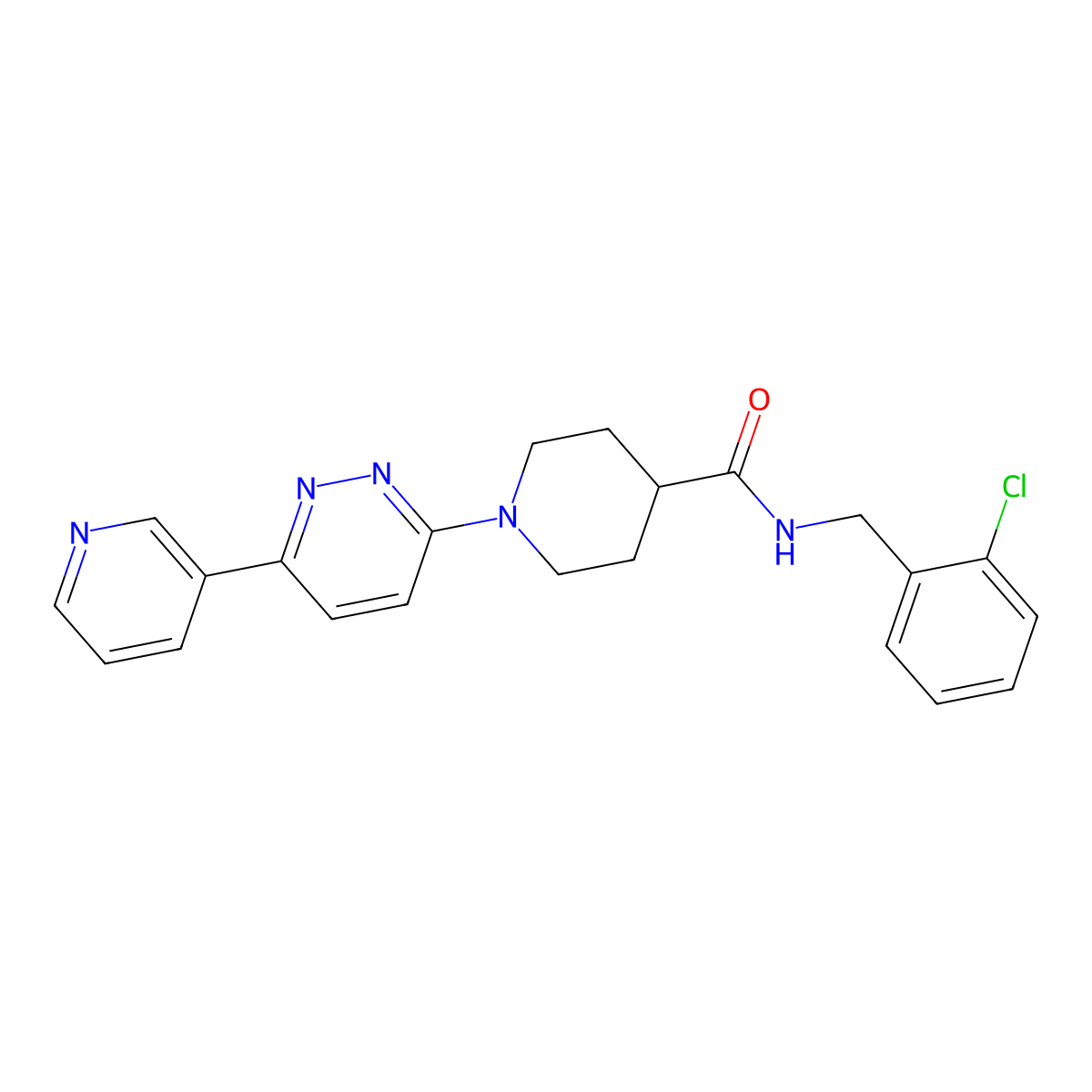 N-(2-chlorobenzyl)-1-(6-(pyridin-3-yl)pyridazin-3-yl)piperidine-4-carboxamide molecular structure, CAS 1105220-23-2