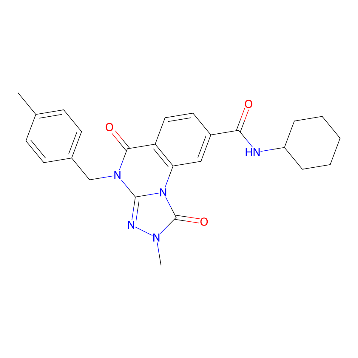 N-cyclohexyl-2-methyl-4-(4-methylbenzyl)-1,5-dioxo-1,2,4,5-tetrahydro[1,2,4]triazolo[4,3-a]quinazoline-8-carboxamide molecular structure, CAS 1105220-26-5