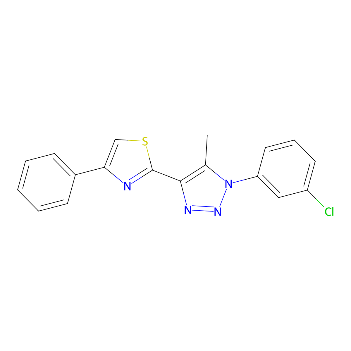 2-(1-(3-chlorophenyl)-5-methyl-1H-1,2,3-triazol-4-yl)-4-phenylthiazole molecular structure, CAS 1105220-32-3