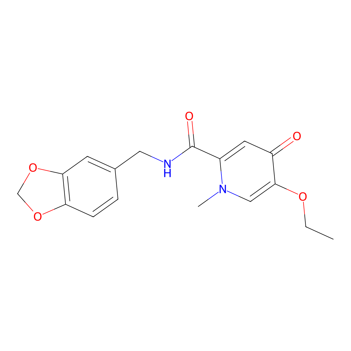 N-(benzo[d][1,3]dioxol-5-ylmethyl)-5-ethoxy-1-methyl-4-oxo-1,4-dihydropyridine-2-carboxamide molecular structure, CAS 1105220-35-6