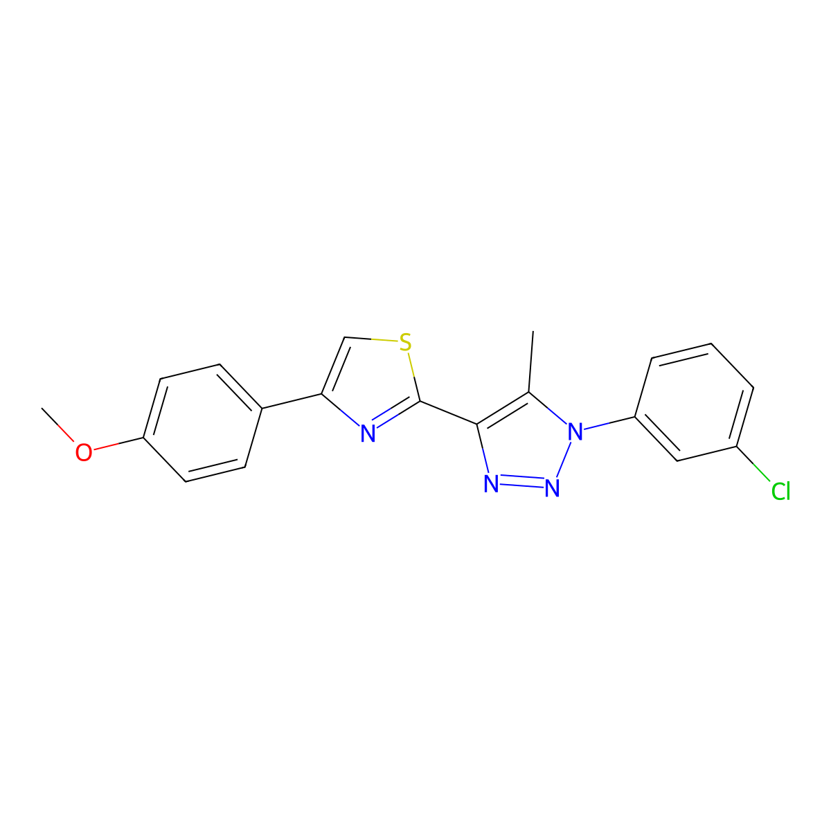 2-(1-(3-chlorophenyl)-5-methyl-1H-1,2,3-triazol-4-yl)-4-(4-methoxyphenyl)thiazole molecular structure, CAS 1105220-39-0