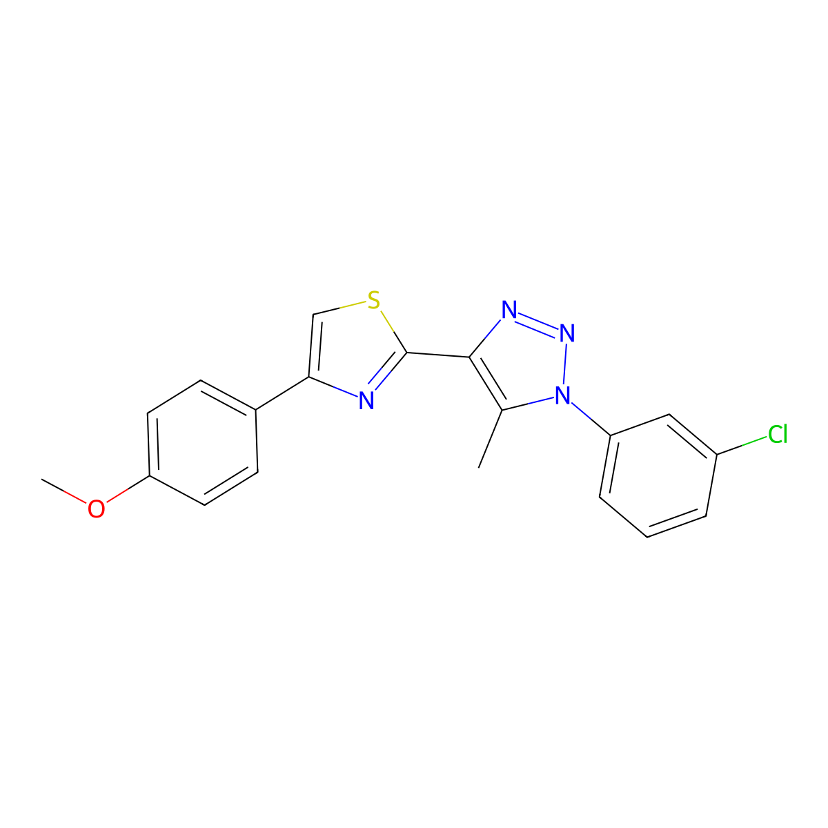 2-(1-(3-chlorophenyl)-5-methyl-1H-1,2,3-triazol-4-yl)-4-(4-methoxyphenyl)thiazole molecular structure, CAS 1105220-39-0