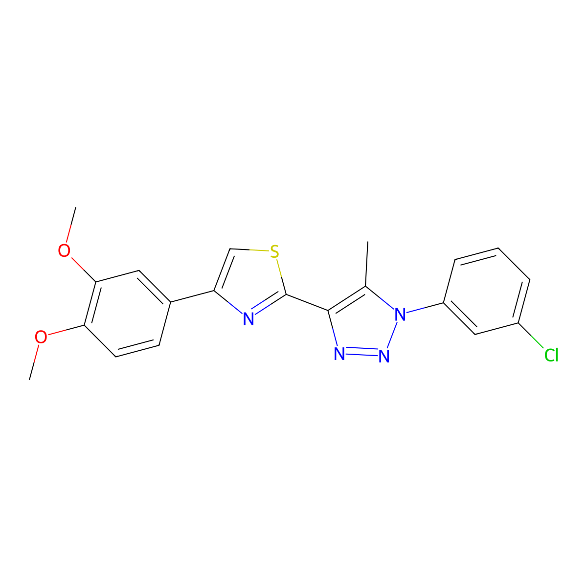 2-(1-(3-chlorophenyl)-5-methyl-1H-1,2,3-triazol-4-yl)-4-(3,4-dimethoxyphenyl)thiazole molecular structure, CAS 1105220-46-9