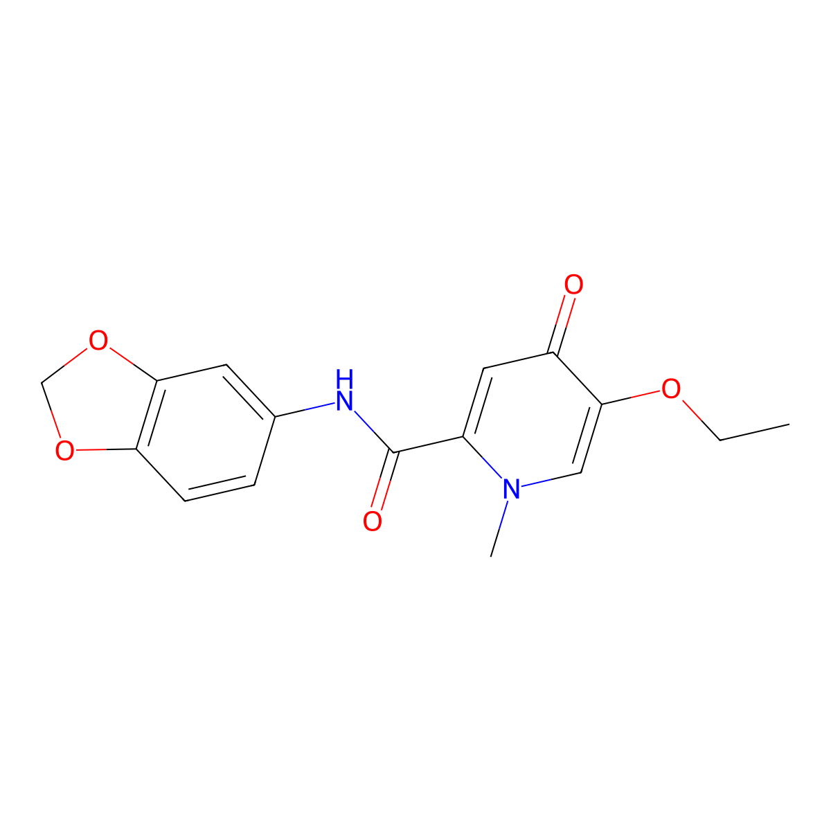N-(benzo[d][1,3]dioxol-5-yl)-5-ethoxy-1-methyl-4-oxo-1,4-dihydropyridine-2-carboxamide molecular structure, CAS 1105220-49-2
