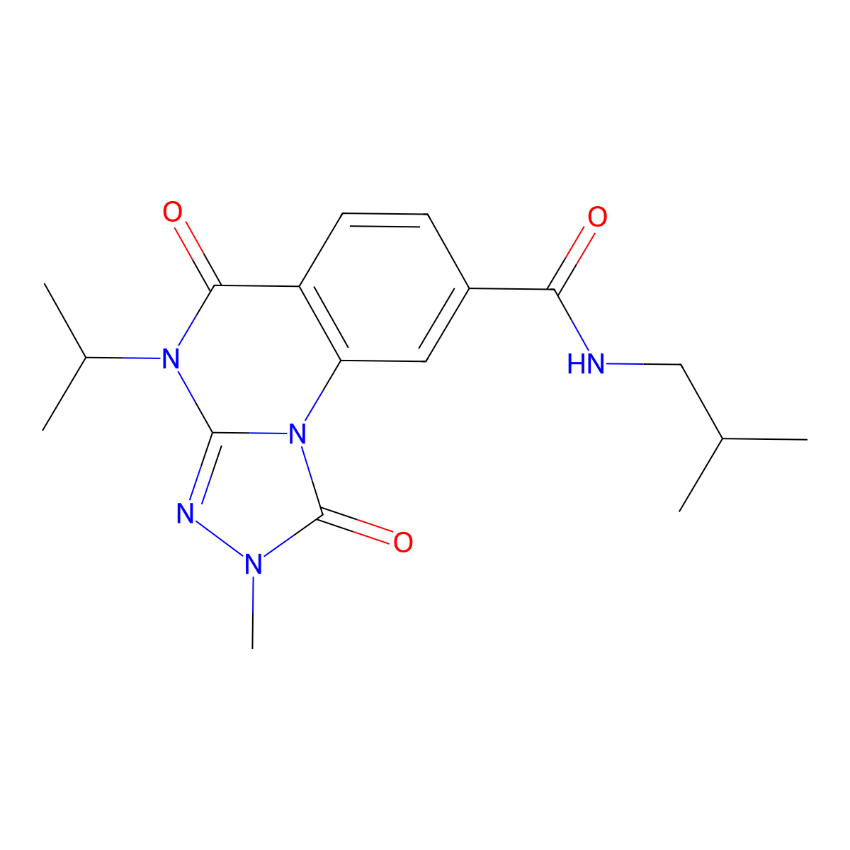 2-methyl-N-(2-methylpropyl)-1,5-dioxo-4-(propan-2-yl)-1H,2H,4H,5H-[1,2,4]triazolo[4,3-a]quinazoline-8-carboxamide molecular structure, CAS 1105220-54-9