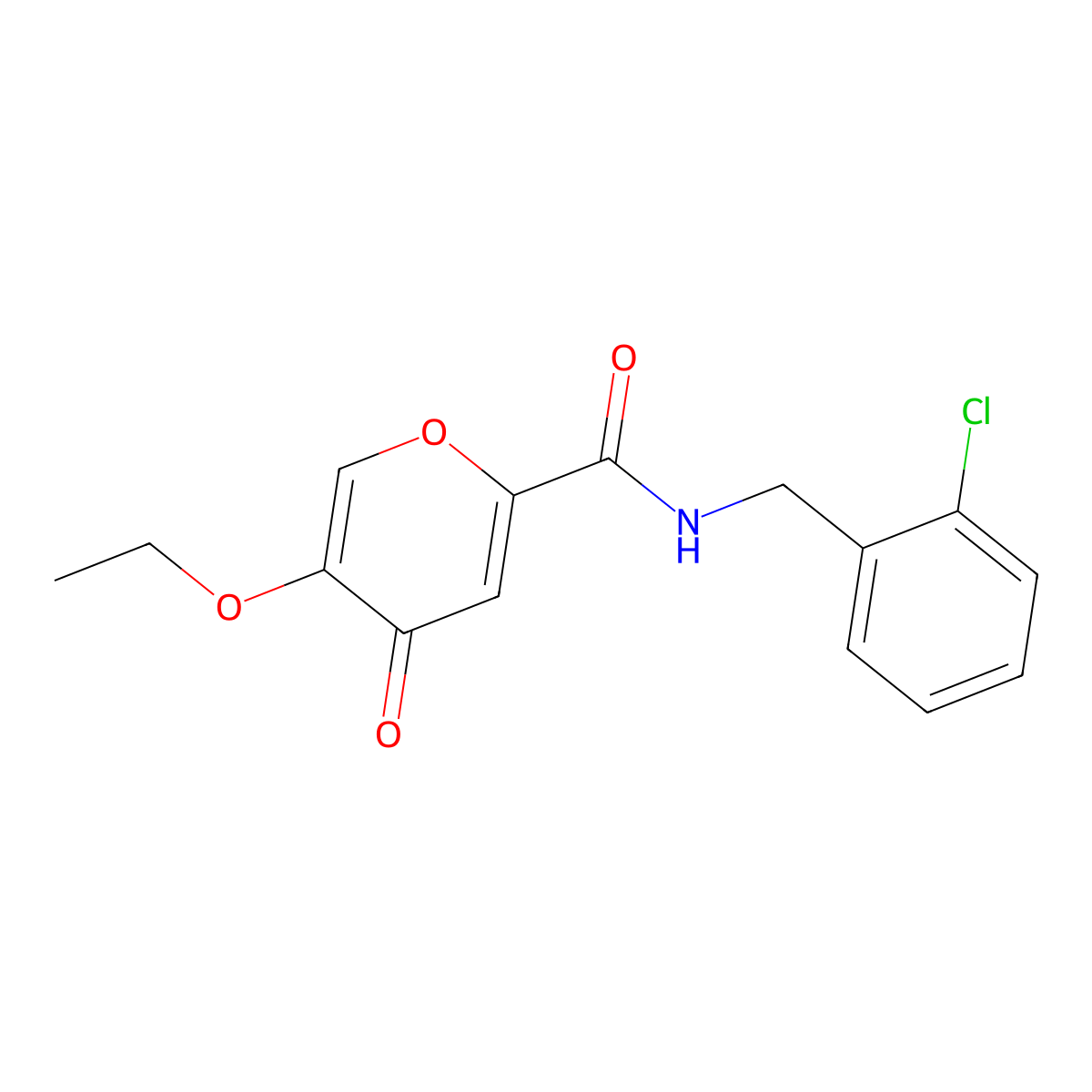 N-(2-chlorobenzyl)-5-ethoxy-4-oxo-4H-pyran-2-carboxamide molecular structure, CAS 1105220-57-2
