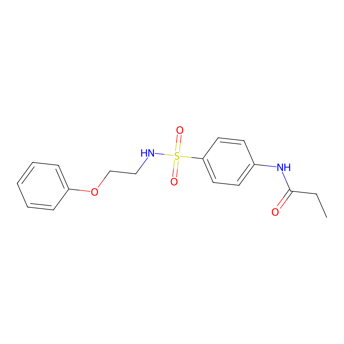 N-(4-(N-(2-phenoxyethyl)sulfamoyl)phenyl)propionamide molecular structure, CAS 1105220-58-3