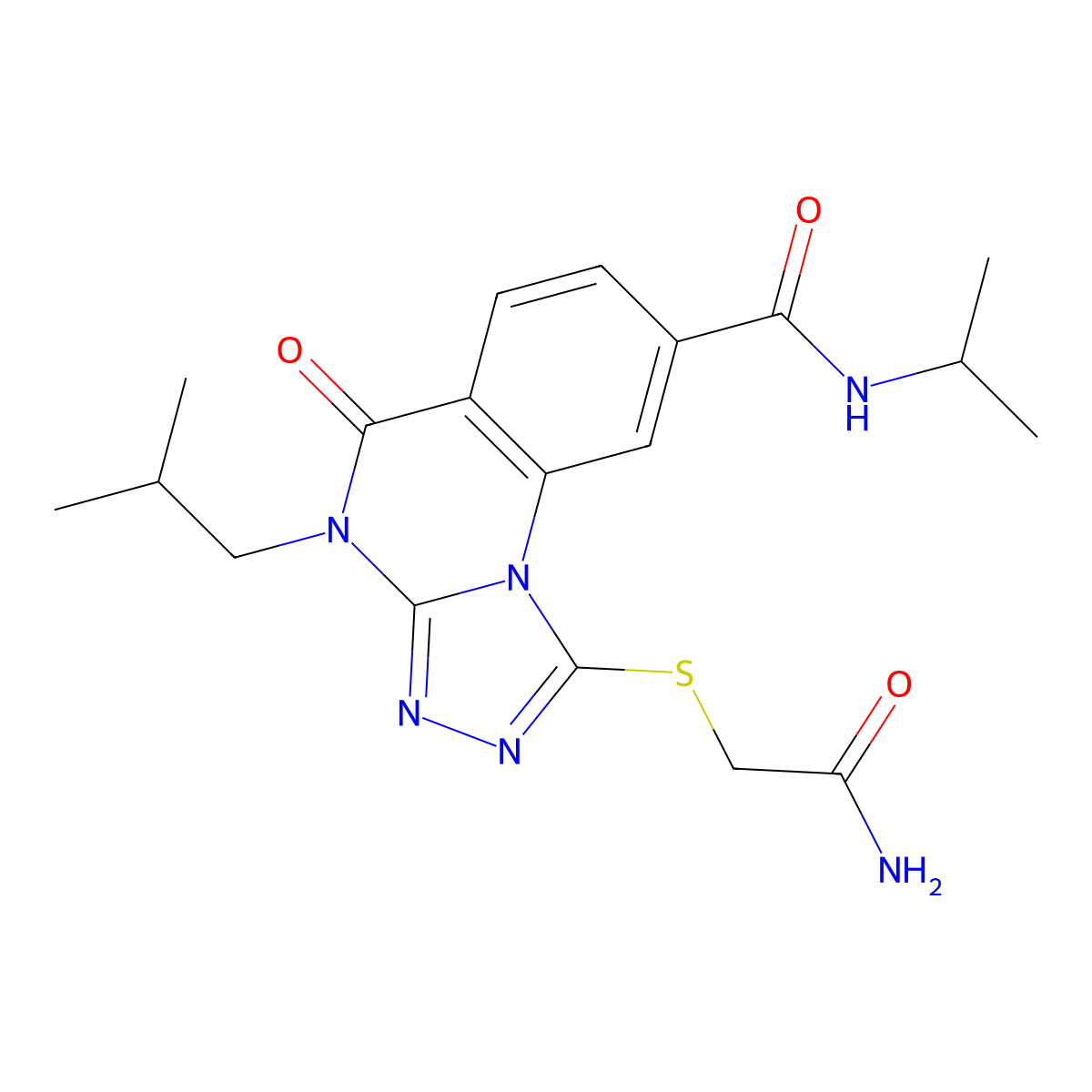 1-((2-amino-2-oxoethyl)thio)-4-isobutyl-N-isopropyl-5-oxo-4,5-dihydro-[1,2,4]triazolo[4,3-a]quinazoline-8-carboxamide molecular structure, CAS 1105220-75-4