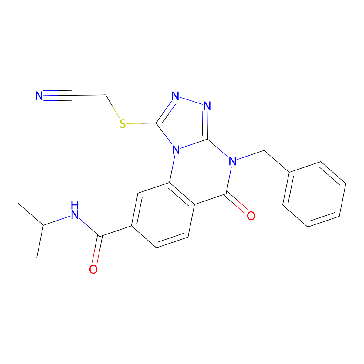 4-benzyl-1-[(cyanomethyl)thio]-N-isopropyl-5-oxo-4,5-dihydro[1,2,4]triazolo[4,3-a]quinazoline-8-carboxamide molecular structure, CAS 1105220-85-6
