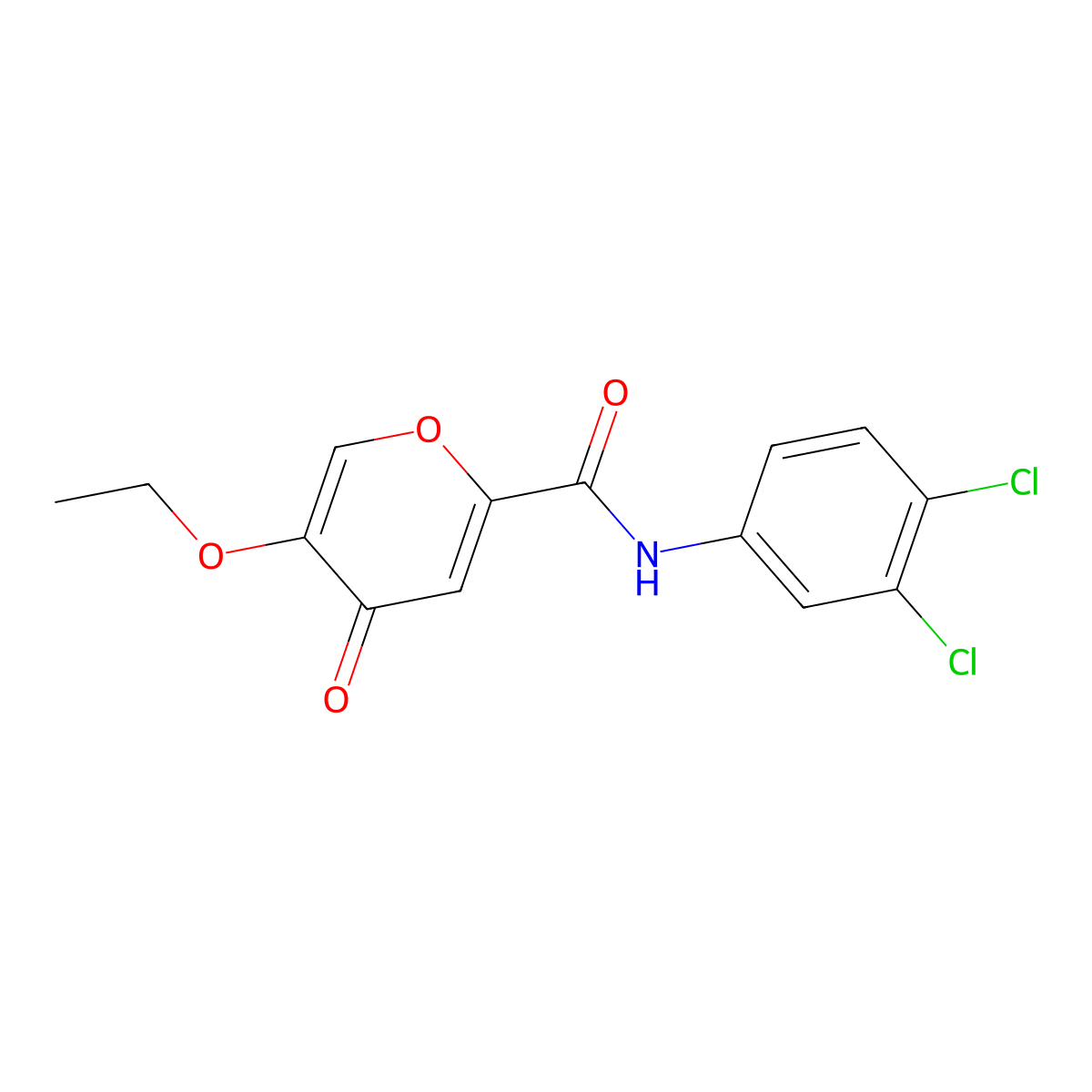 N-(3,4-dichlorophenyl)-5-ethoxy-4-oxo-4H-pyran-2-carboxamide molecular structure, CAS 1105220-87-8