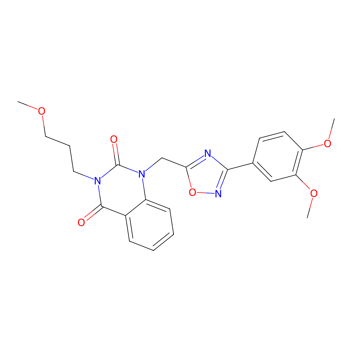 1-((3-(3,4-dimethoxyphenyl)-1,2,4-oxadiazol-5-yl)methyl)-3-(3-methoxypropyl)quinazoline-2,4(1H,3H)-dione molecular structure, CAS 1105220-88-9