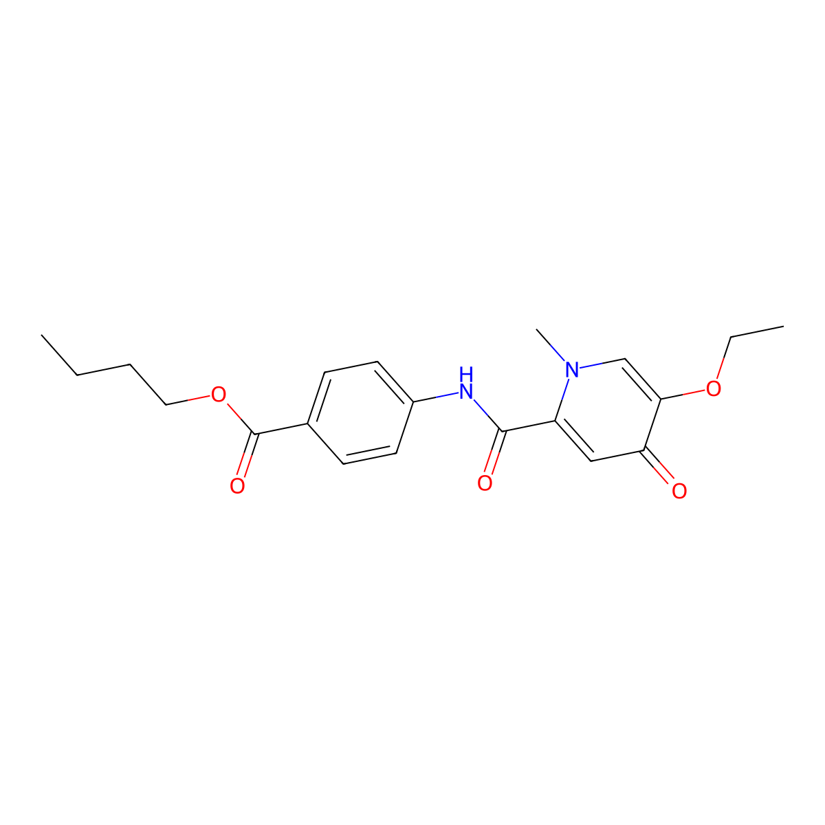 Butyl 4-(5-ethoxy-1-methyl-4-oxo-1,4-dihydropyridine-2-carboxamido)benzoate molecular structure, CAS 1105220-90-3