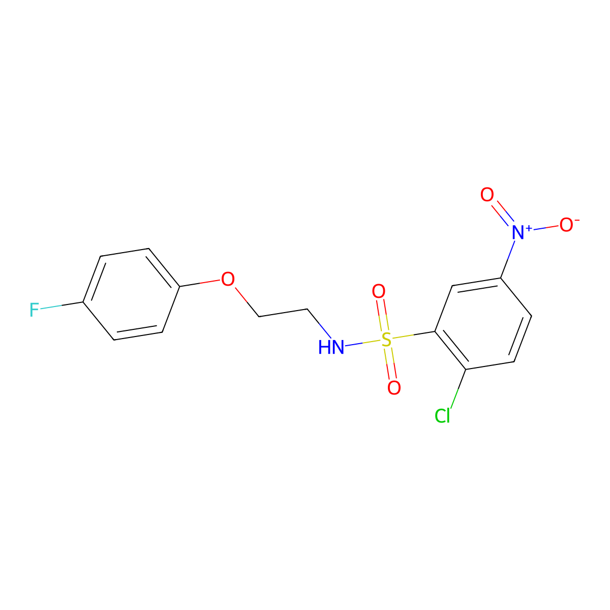 2-chloro-N-(2-(4-fluorophenoxy)ethyl)-5-nitrobenzenesulfonamide molecular structure, CAS 1105220-91-4