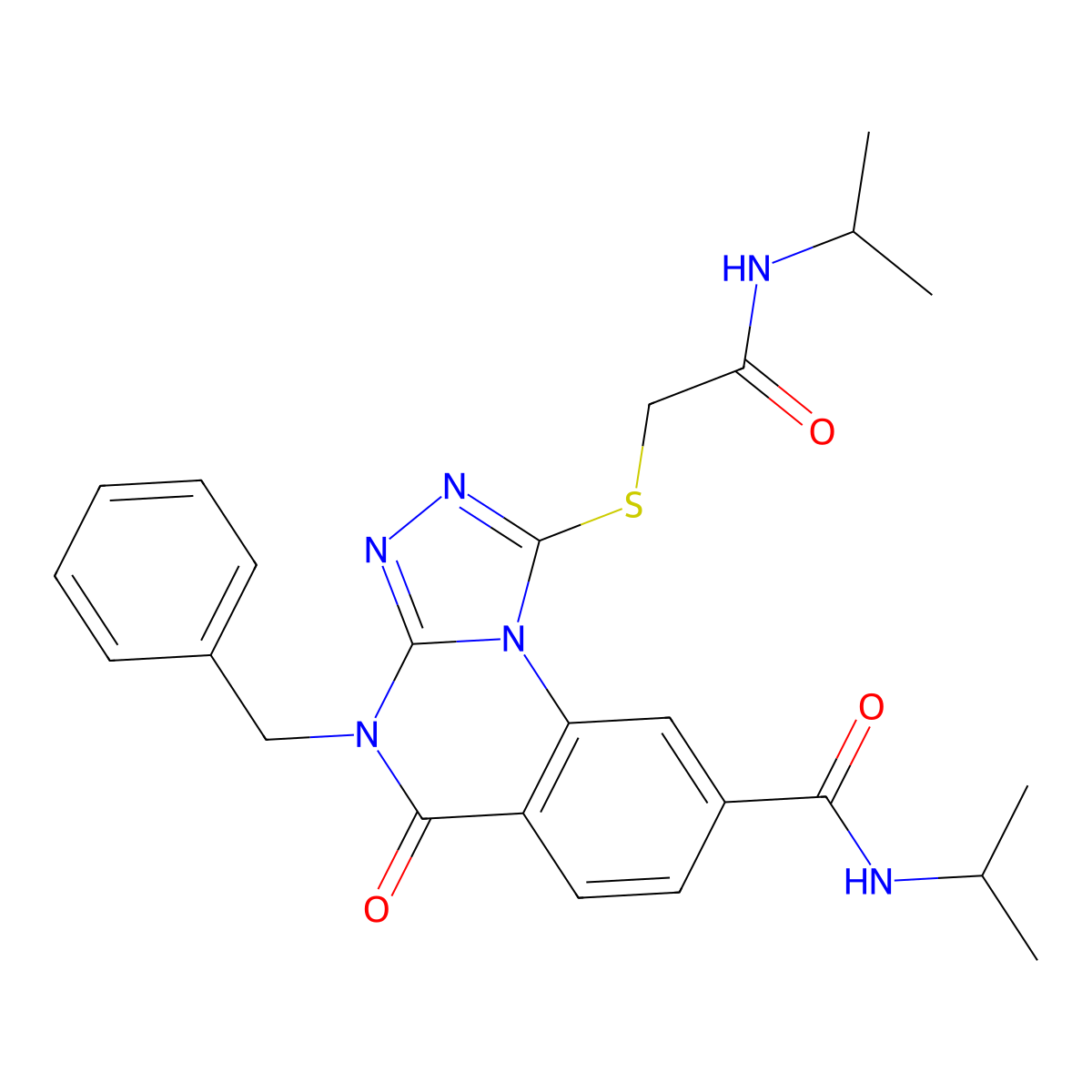 4-benzyl-N-isopropyl-1-((2-(isopropylamino)-2-oxoethyl)thio)-5-oxo-4,5-dihydro-[1,2,4]triazolo[4,3-a]quinazoline-8-carboxamide molecular structure, CAS 1105220-92-5