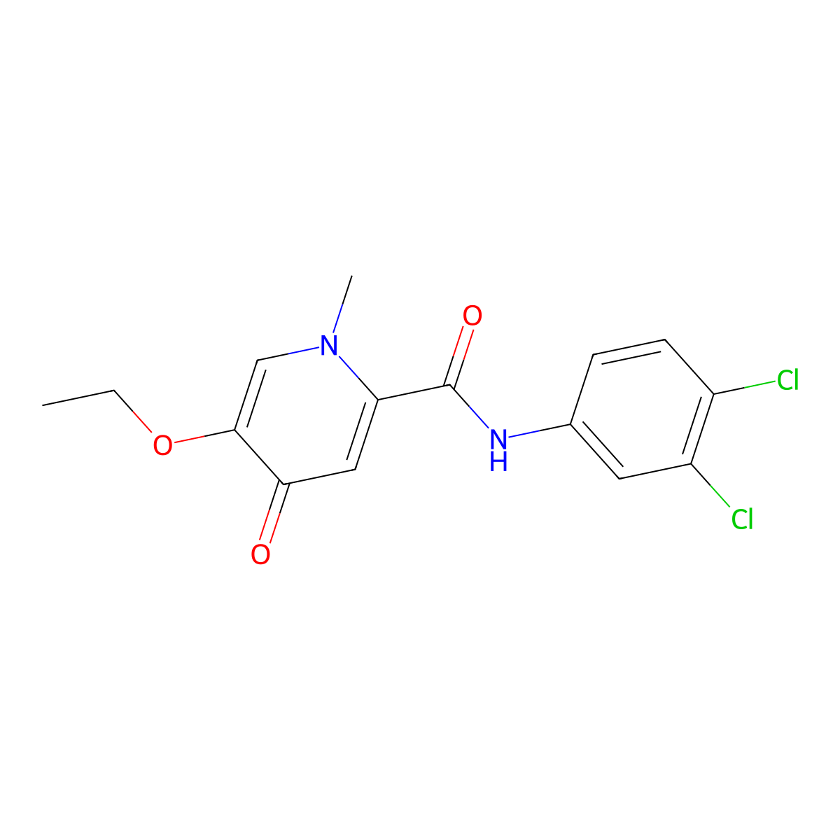 N-(3,4-dichlorophenyl)-5-ethoxy-1-methyl-4-oxo-1,4-dihydropyridine-2-carboxamide molecular structure, CAS 1105220-97-0