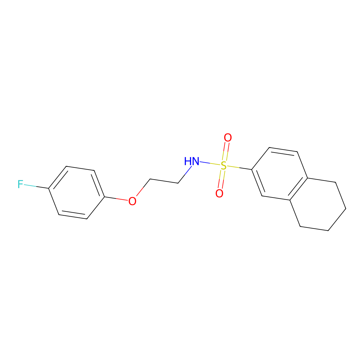 N-[2-(4-fluorophenoxy)ethyl]-5,6,7,8-tetrahydronaphthalene-2-sulfonamide molecular structure, CAS 1105220-98-1