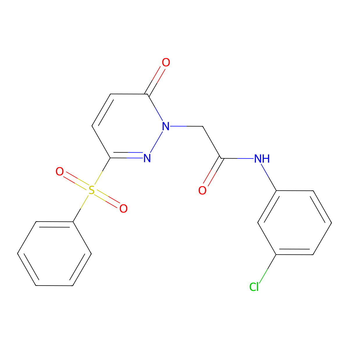 N-(3-chlorophenyl)-2-(6-oxo-3-(phenylsulfonyl)pyridazin-1(6H)-yl)acetamide molecular structure, CAS 1105220-99-2