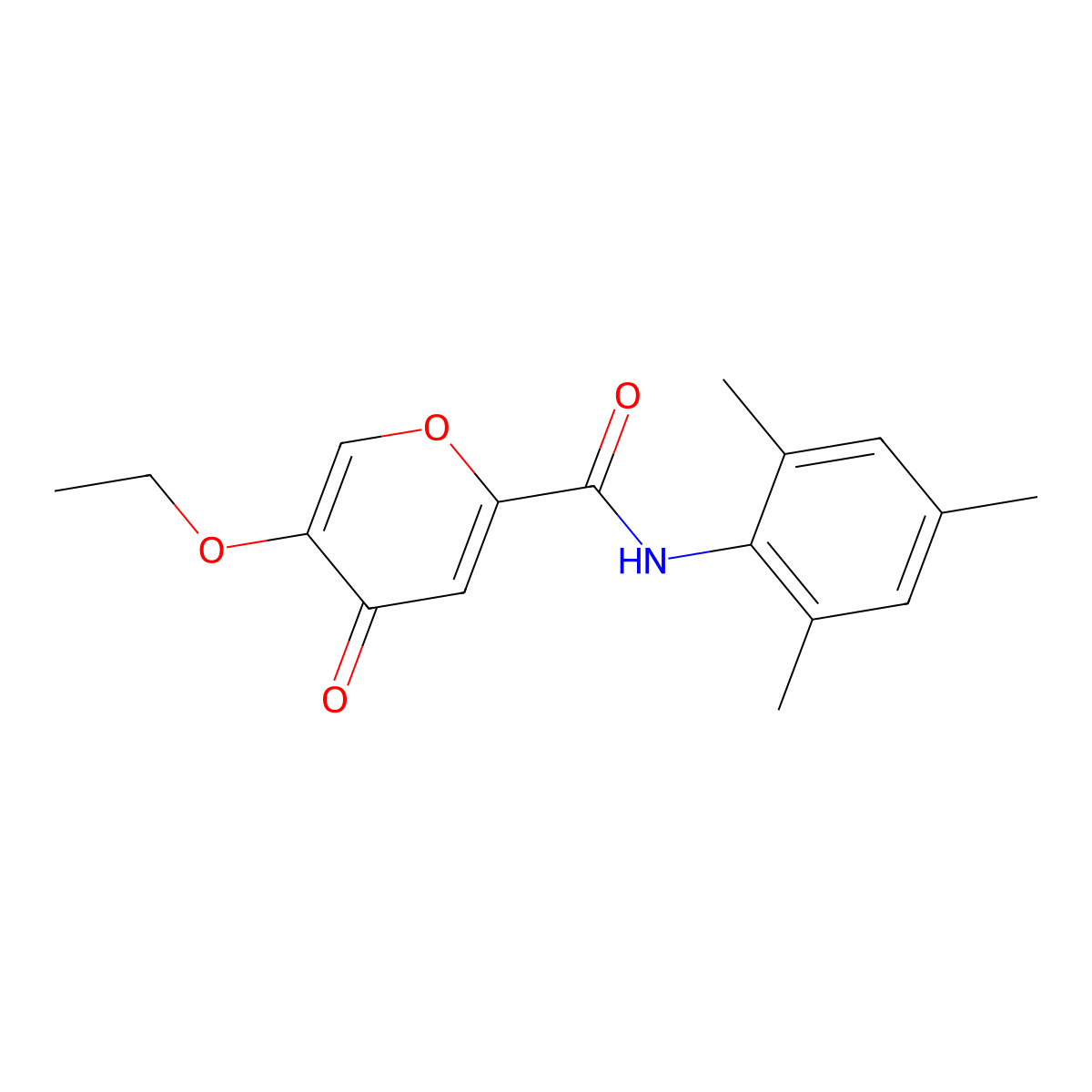 5-ethoxy-N-mesityl-4-oxo-4H-pyran-2-carboxamide molecular structure, CAS 1105221-01-9