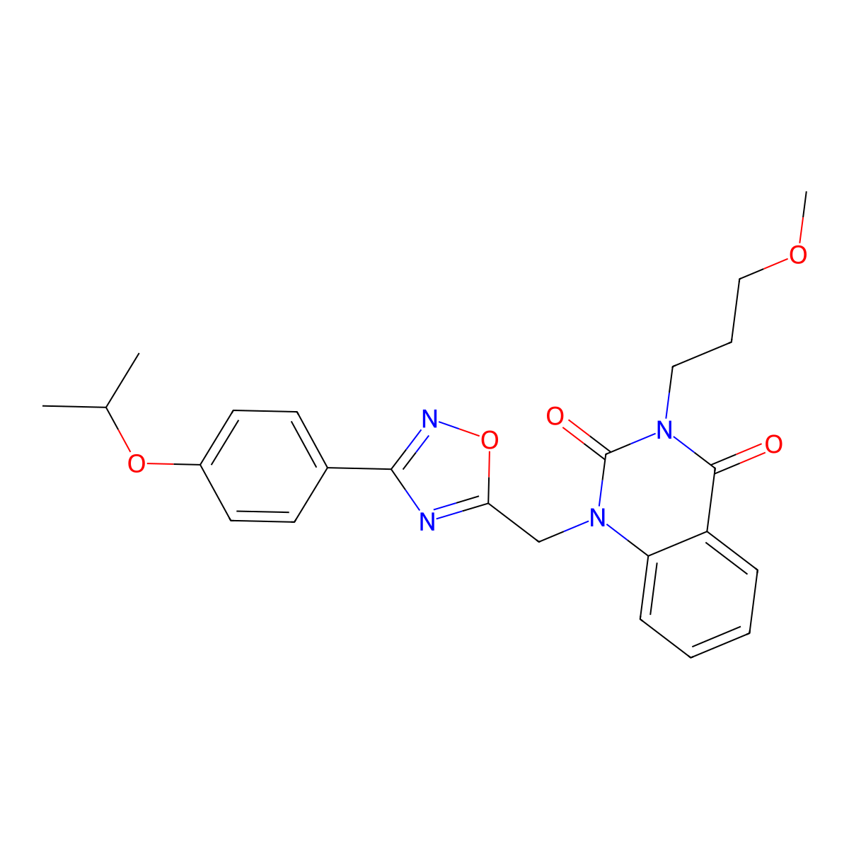 1-((3-(4-isopropoxyphenyl)-1,2,4-oxadiazol-5-yl)methyl)-3-(3-methoxypropyl)quinazoline-2,4(1H,3H)-dione molecular structure, CAS 1105221-02-0