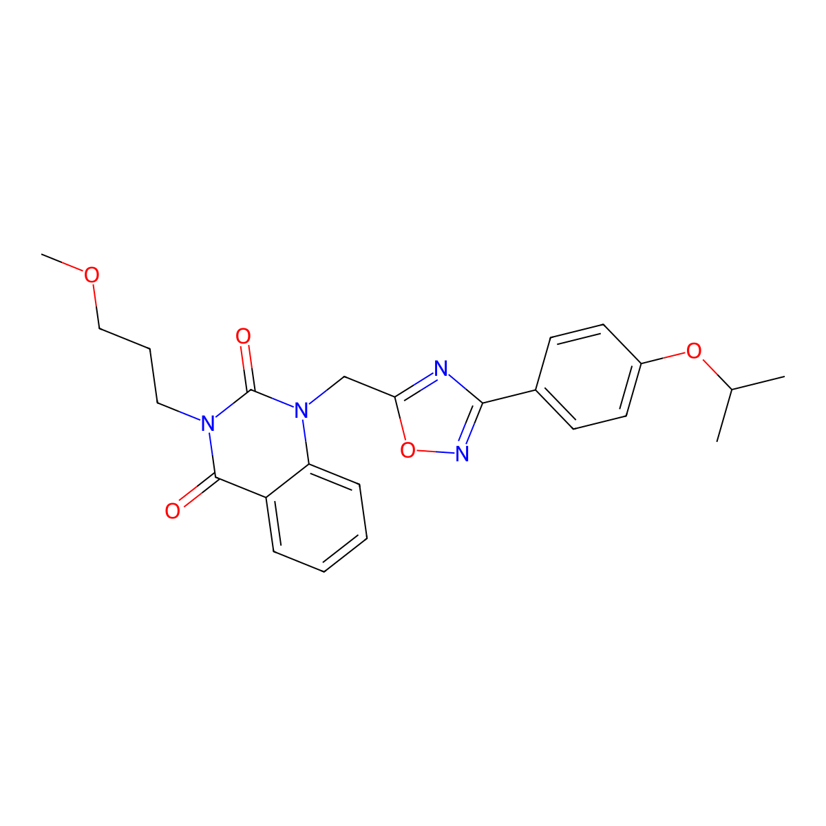 1-((3-(4-isopropoxyphenyl)-1,2,4-oxadiazol-5-yl)methyl)-3-(3-methoxypropyl)quinazoline-2,4(1H,3H)-dione molecular structure, CAS 1105221-02-0
