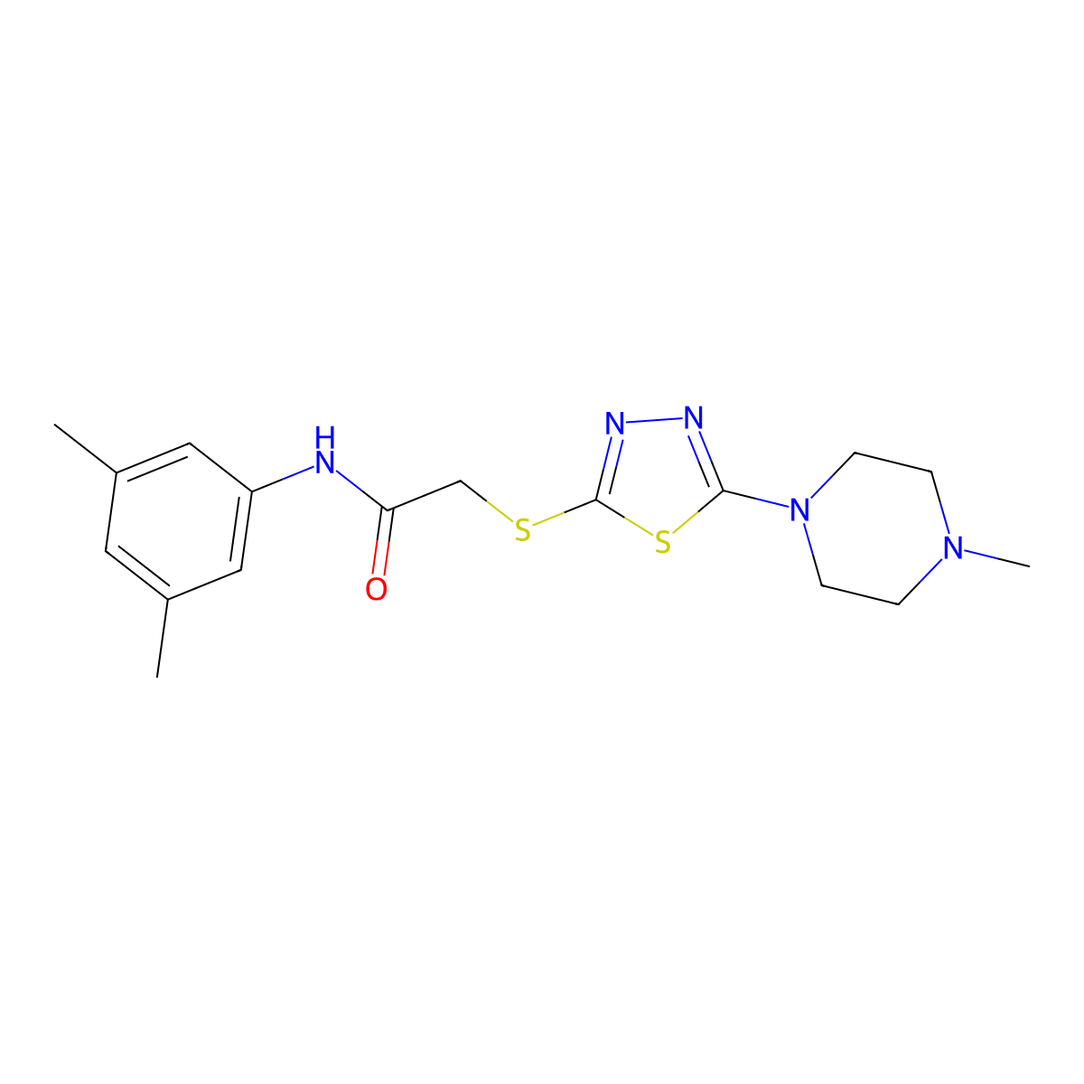 N-(3,5-dimethylphenyl)-2-((5-(4-methylpiperazin-1-yl)-1,3,4-thiadiazol-2-yl)thio)acetamide molecular structure, CAS 1105221-03-1