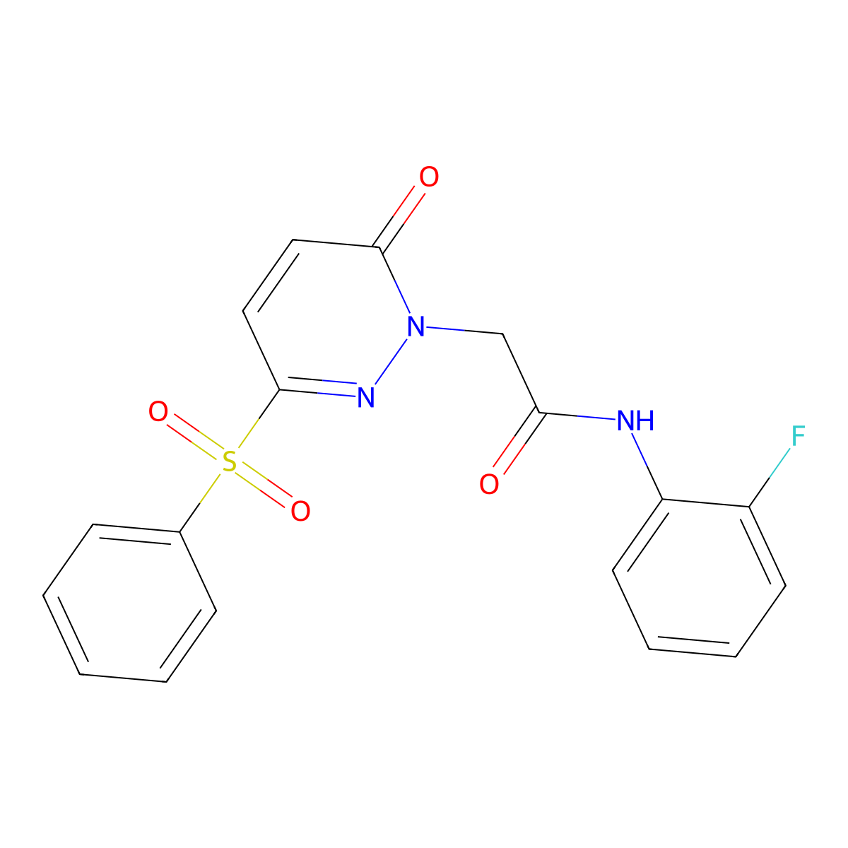 N-(2-fluorophenyl)-2-(6-oxo-3-(phenylsulfonyl)pyridazin-1(6H)-yl)acetamide molecular structure, CAS 1105221-12-2