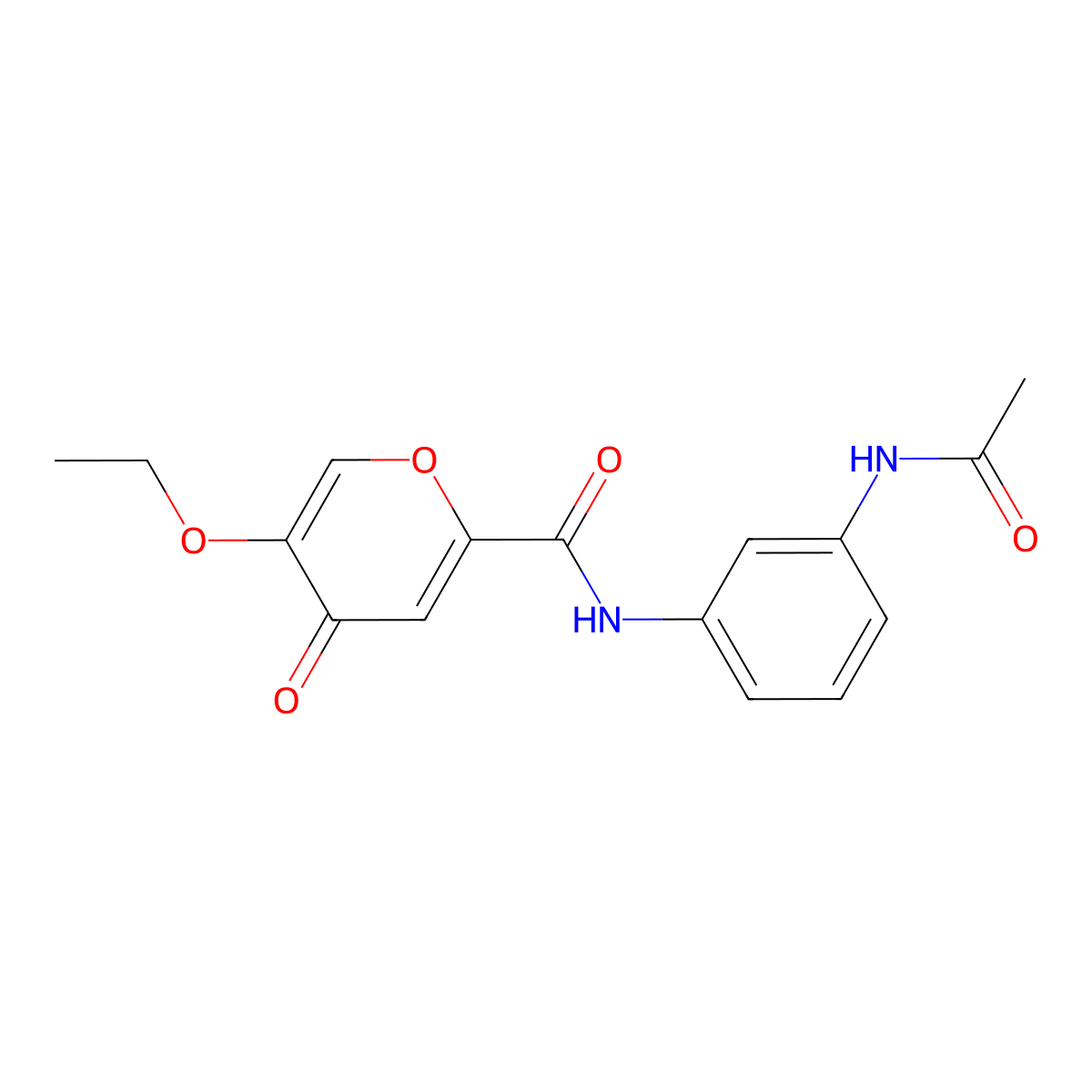N-(3-acetamidophenyl)-5-ethoxy-4-oxo-4H-pyran-2-carboxamide molecular structure, CAS 1105221-15-5