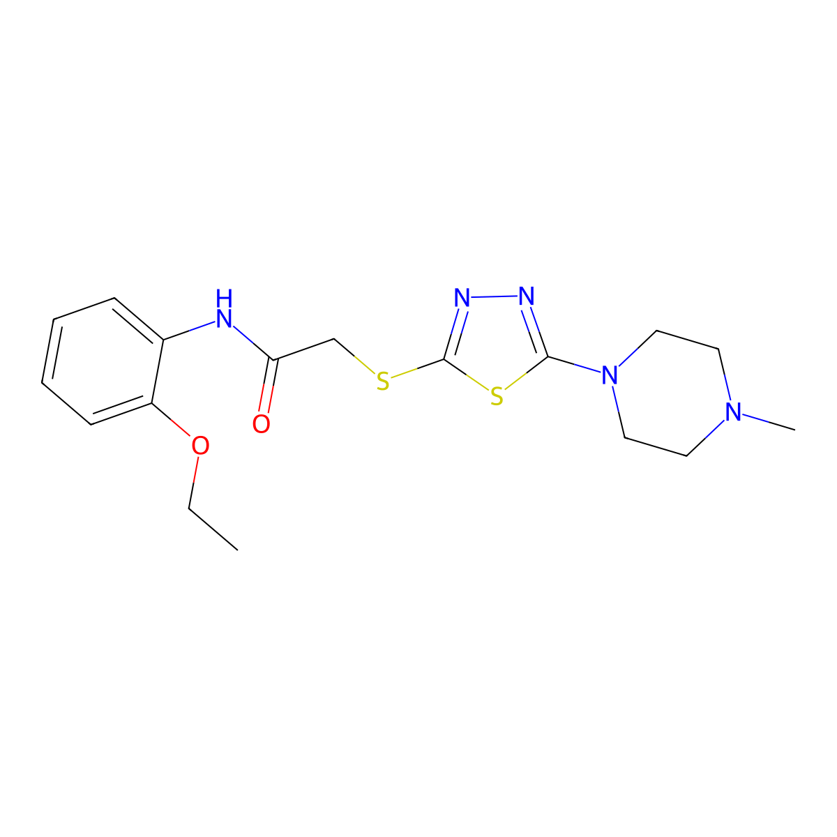 N-(2-ethoxyphenyl)-2-((5-(4-methylpiperazin-1-yl)-1,3,4-thiadiazol-2-yl)thio)acetamide molecular structure, CAS 1105221-17-7