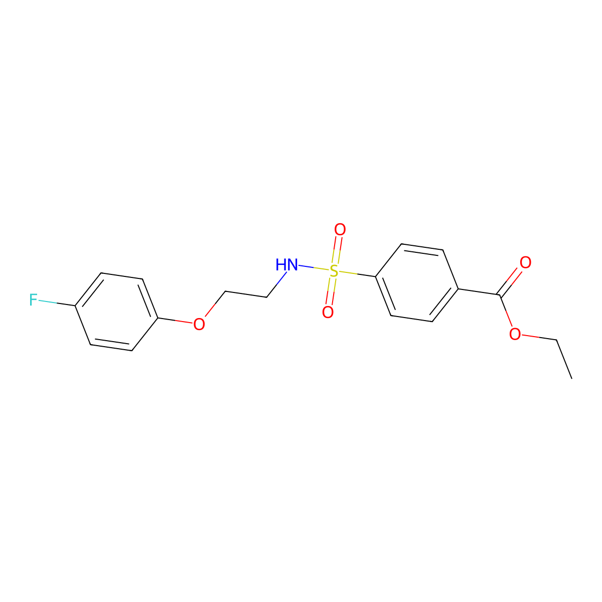 ethyl 4-(N-(2-(4-fluorophenoxy)ethyl)sulfamoyl)benzoate molecular structure, CAS 1105221-21-3
