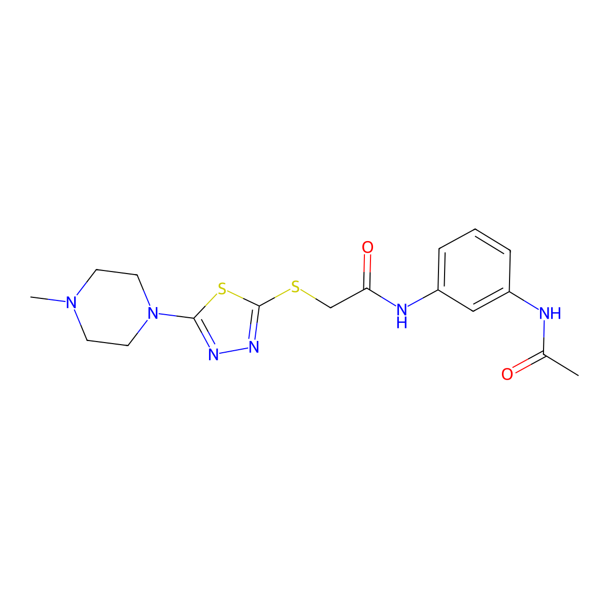 N-(3-acetamidophenyl)-2-((5-(4-methylpiperazin-1-yl)-1,3,4-thiadiazol-2-yl)thio)acetamide molecular structure, CAS 1105221-24-6