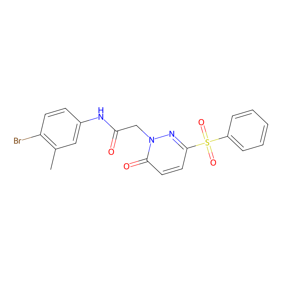 N-(4-bromo-3-methylphenyl)-2-(6-oxo-3-(phenylsulfonyl)pyridazin-1(6H)-yl)acetamide molecular structure, CAS 1105221-33-7