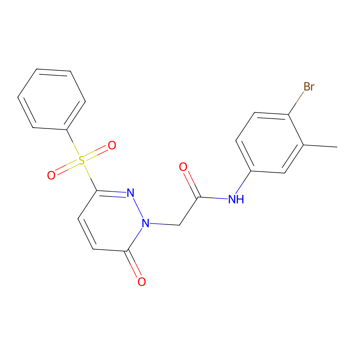 N-(4-bromo-3-methylphenyl)-2-(6-oxo-3-(phenylsulfonyl)pyridazin-1(6H)-yl)acetamide molecular structure, CAS 1105221-33-7