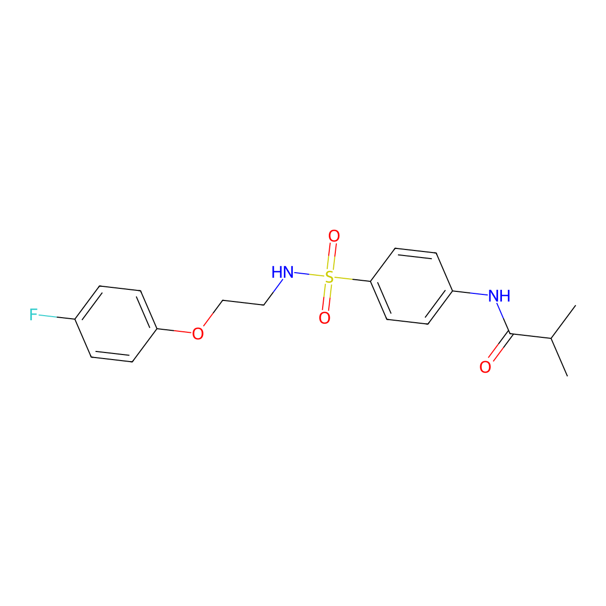 N-(4-(N-(2-(4-fluorophenoxy)ethyl)sulfamoyl)phenyl)isobutyramide molecular structure, CAS 1105221-35-9