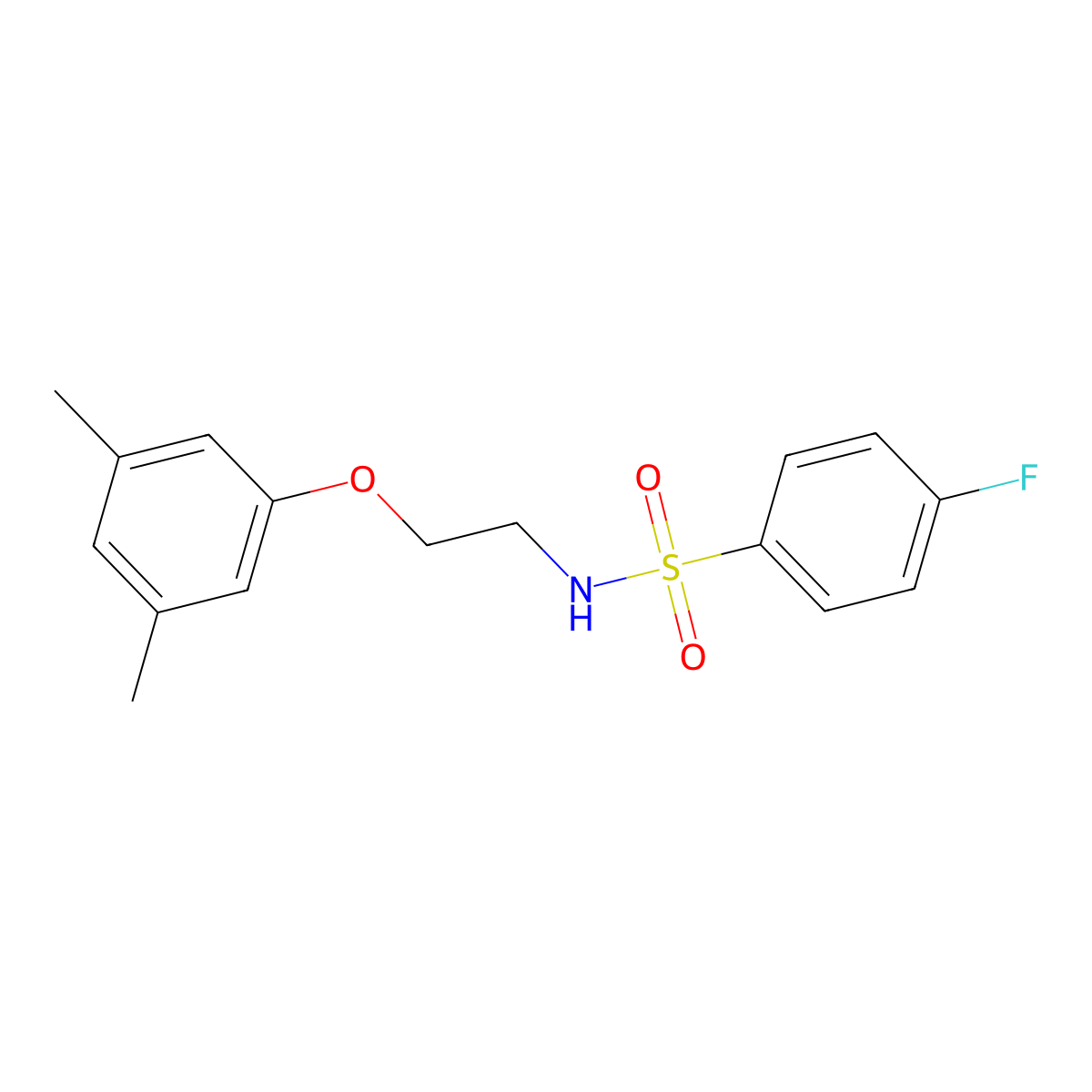 N-(2-(3,5-dimethylphenoxy)ethyl)-4-fluorobenzenesulfonamide molecular structure, CAS 1105221-49-5