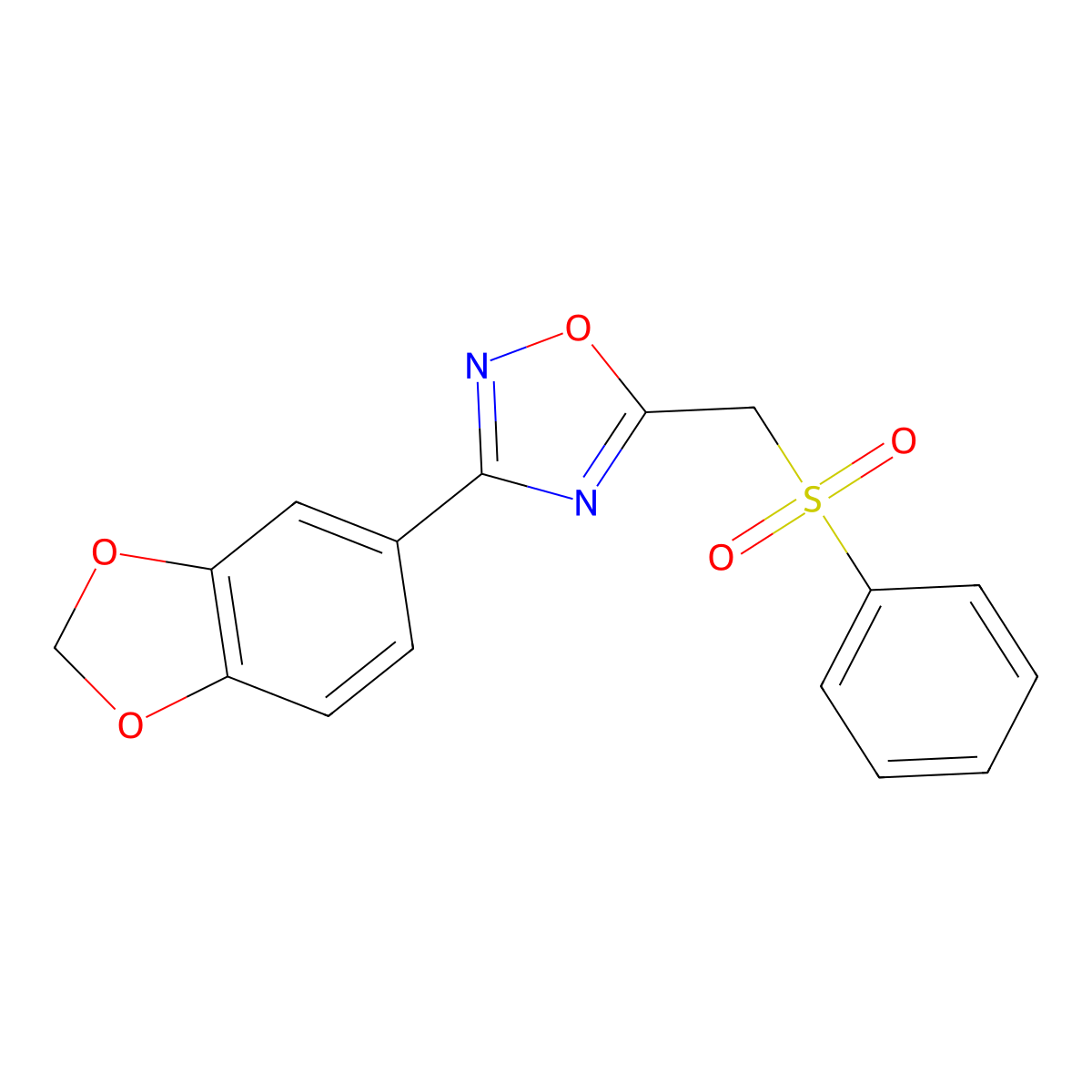 3-(Benzo[d][1,3]dioxol-5-yl)-5-((phenylsulfonyl)methyl)-1,2,4-oxadiazole molecular structure, CAS 1105221-54-2