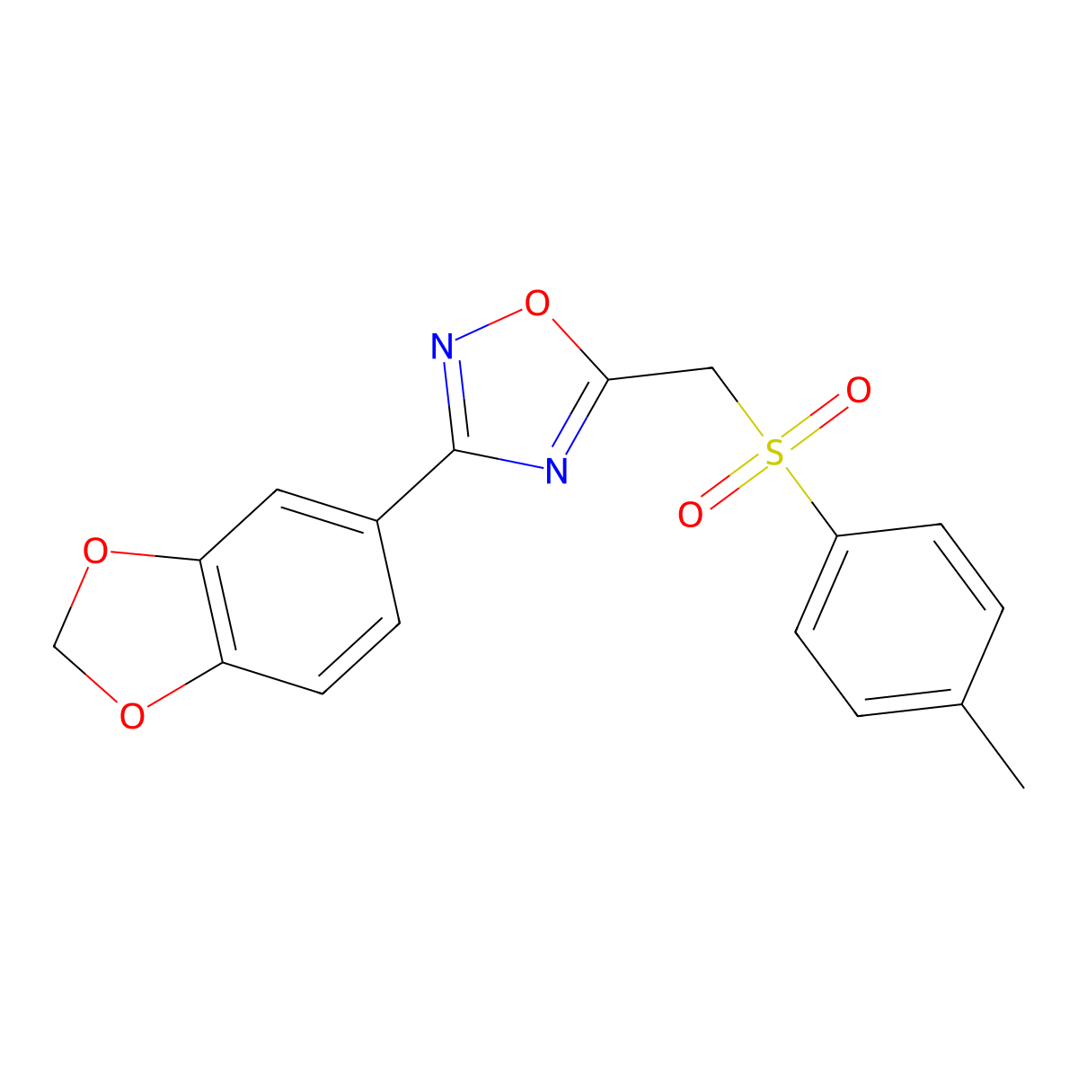3-(Benzo[d][1,3]dioxol-5-yl)-5-(tosylmethyl)-1,2,4-oxadiazole molecular structure, CAS 1105221-61-1