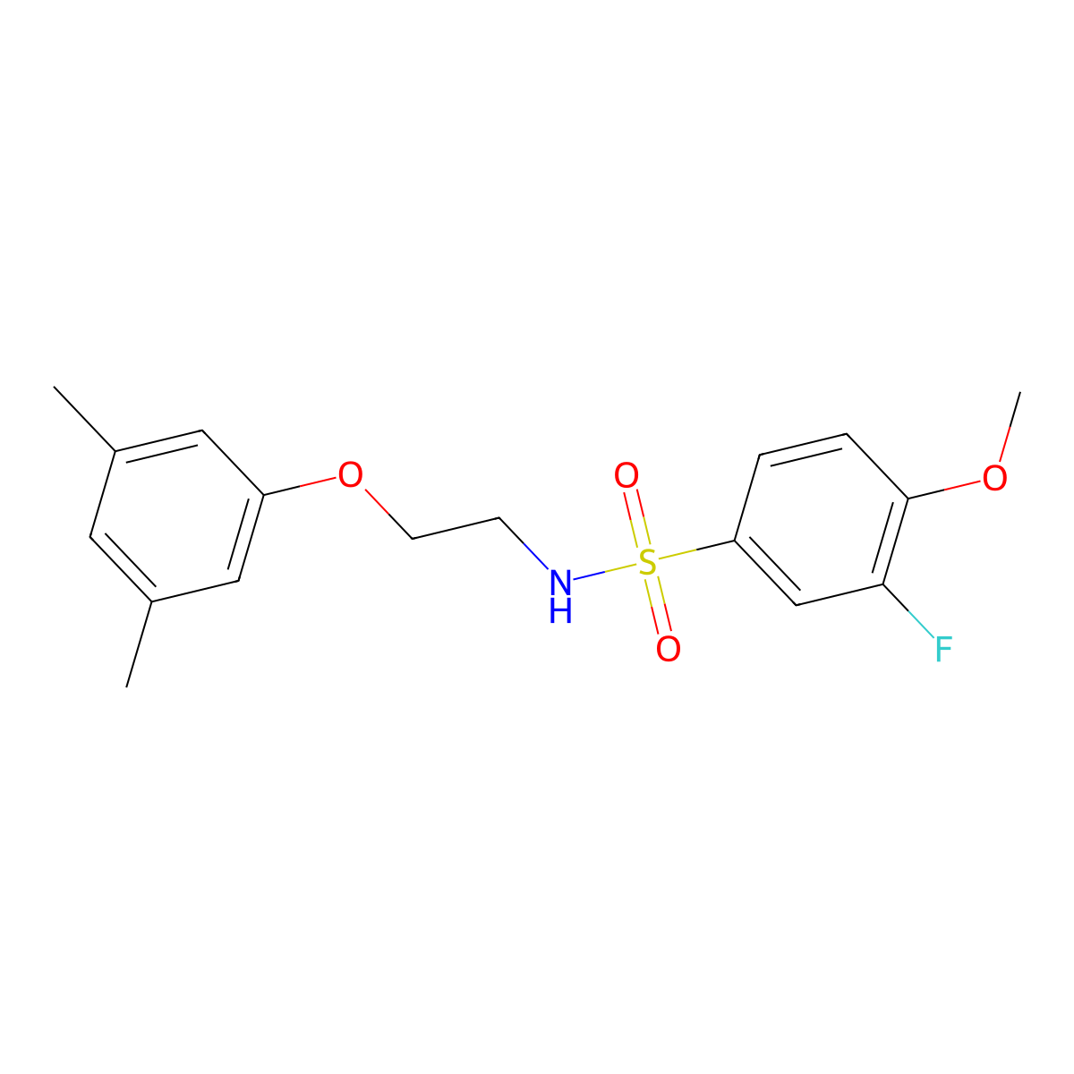 N-(2-(3,5-dimethylphenoxy)ethyl)-3-fluoro-4-methoxybenzenesulfonamide molecular structure, CAS 1105221-63-3