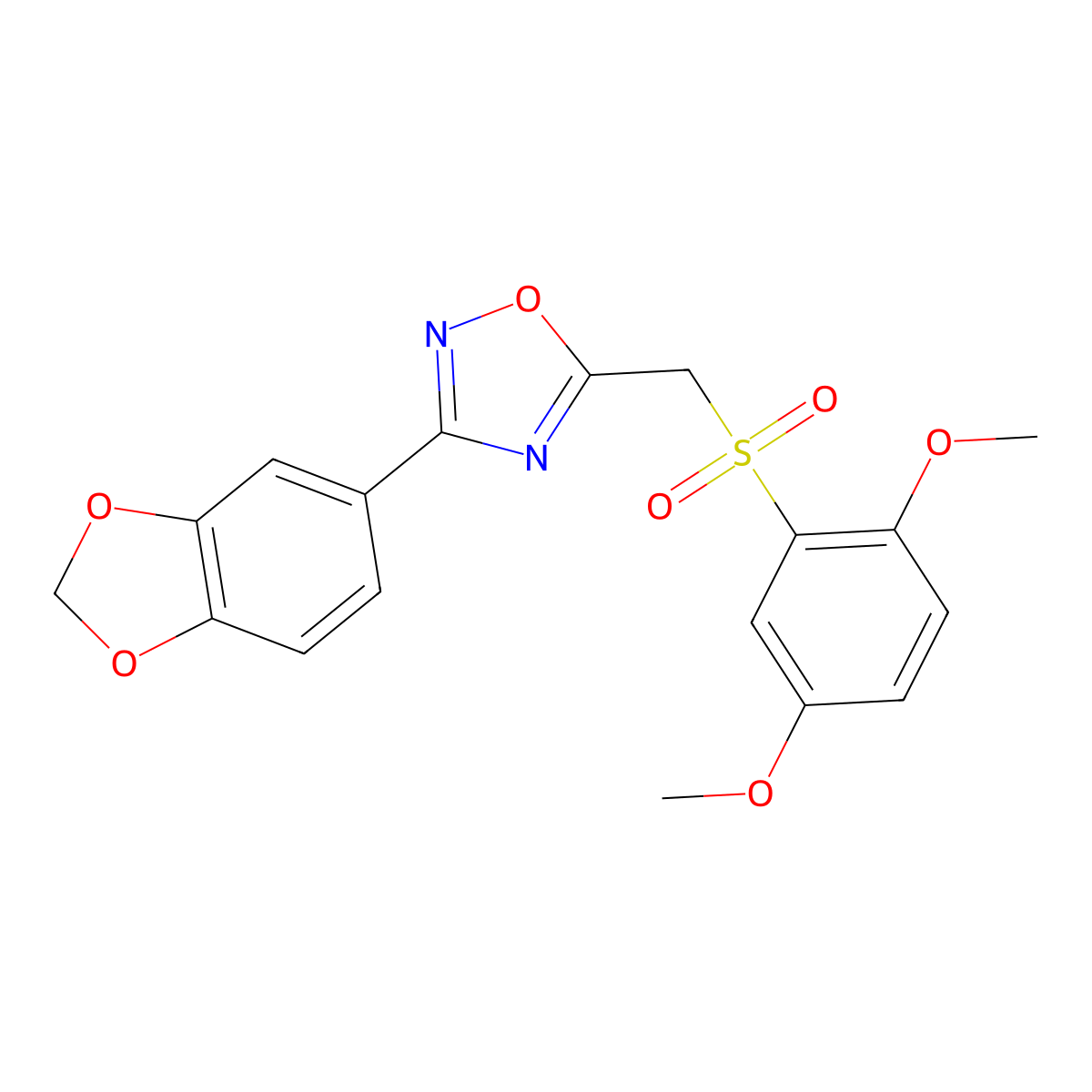 3-(2H-1,3-benzodioxol-5-yl)-5-[(2,5-dimethoxybenzenesulfonyl)methyl]-1,2,4-oxadiazole molecular structure, CAS 1105221-68-8