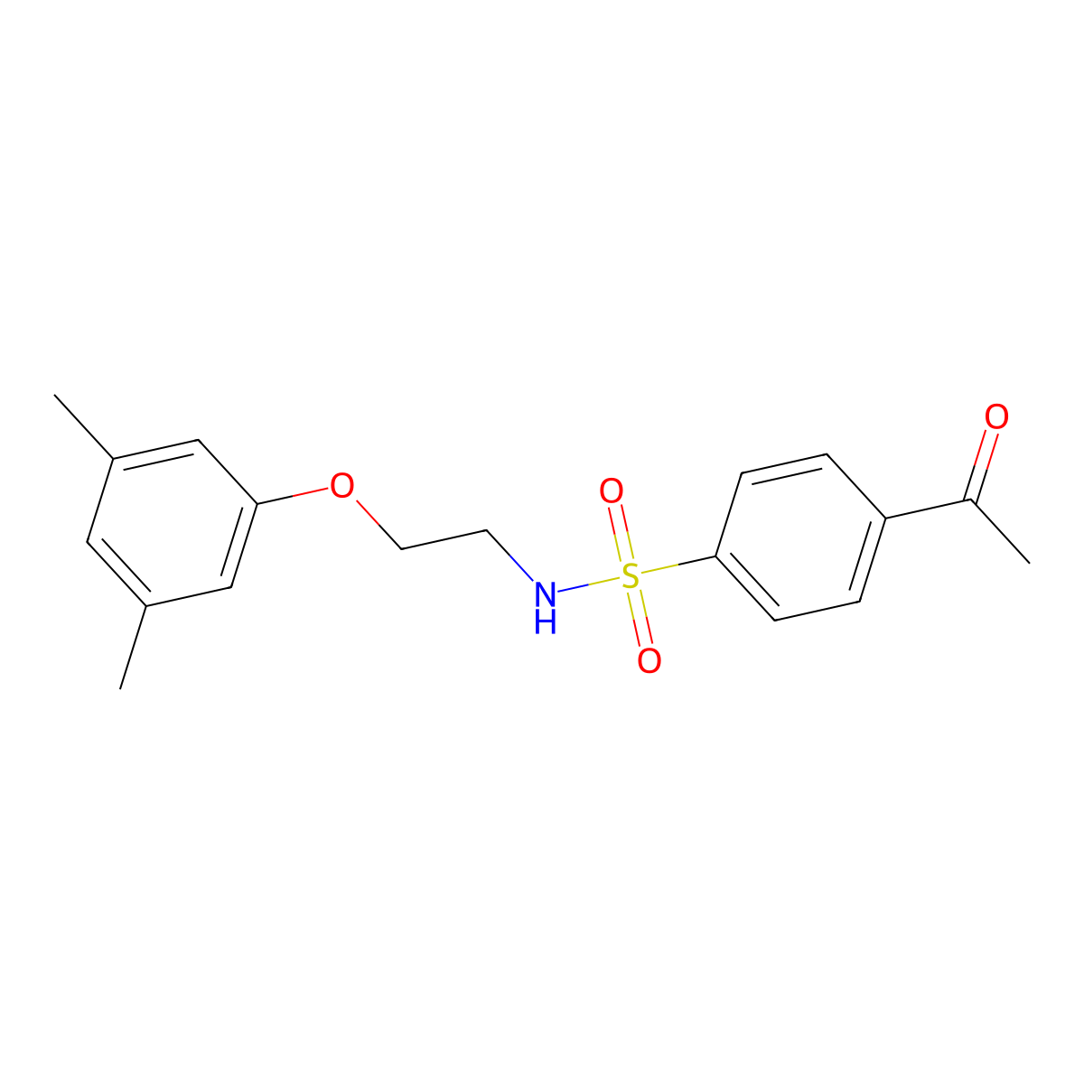 4-acetyl-N-(2-(3,5-dimethylphenoxy)ethyl)benzenesulfonamide molecular structure, CAS 1105221-70-2